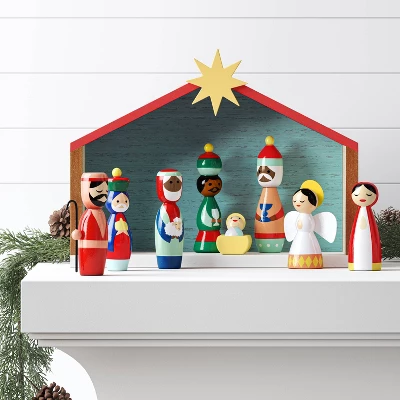 9pc Wood Christmas Nativity Scene Figurine Set - Wondershop™ 1 9pc Wood Christmas Nativity Scene Figurine Set - Wondershop™