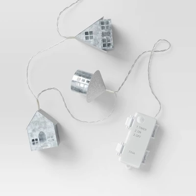 8ct LED Battery Operated Christmas Metal Village Novelty String Lights Warm White With Clear Wire - Wondershop™ 3 8ct LED Battery Operated Christmas Metal Village Novelty String Lights Warm White With Clear Wire - Wondershop™ - Image 3