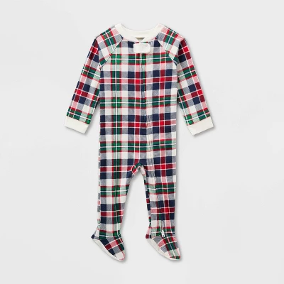Baby Plaid Ribbed Holiday Matching Family Footed Pajamas - Wondershop™ Cream 4 Baby Plaid Ribbed Holiday Matching Family Footed Pajamas - Wondershop™ Cream - Image 4