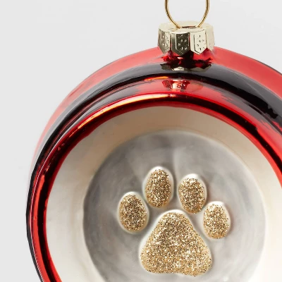 Glass Santa Belt Pet Bowl With Glittered Paw Print Christmas Tree Ornament Red/Black/Gold - Wondershop™: Indoor Decor 2 Glass Santa Belt Pet Bowl With Glittered Paw Print Christmas Tree Ornament Red/Black/Gold - Wondershop™: Indoor Decor - Image 2