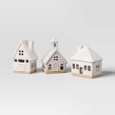3pc Lit Ceramic Buildings Decorative Christmas Figurine Set - Wondershop™ White 2 3pc Lit Ceramic Buildings Decorative Christmas Figurine Set - Wondershop™ White - Image 2