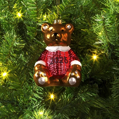 Christmas Glass Sweater Bear Ornament - Wondershop™ 1 Christmas Glass Sweater Bear Ornament - Wondershop™