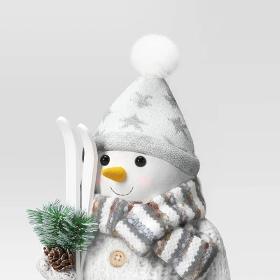 19.25" Fabric Snowman Figurine With Skis - Wondershop™ White 2 19.25" Fabric Snowman Figurine With Skis - Wondershop™ White - Image 2