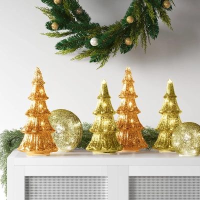 12" Christmas Mercury Lit Glass Tiered Classic Tree Decor - Wondershop™ 1 12" Christmas Mercury Lit Glass Tiered Classic Tree Decor - Wondershop™