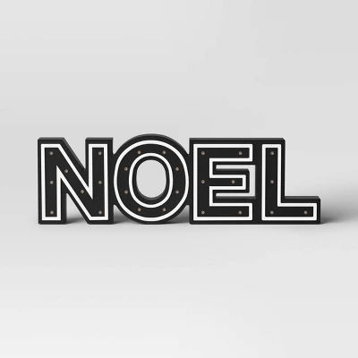 16"x4.75" Battery Operated Lit Wood 'Noel' Tabletop Sign - Wondershop™ Black 2 16"x4.75" Battery Operated Lit Wood 'Noel' Tabletop Sign - Wondershop™ Black - Image 2