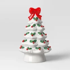 12" Lit Ceramic White Christmas Tree With Red Bow - Wondershop™ 4 12" Lit Ceramic White Christmas Tree With Red Bow - Wondershop™ -Wondershop GUEST 1215df16 ed24 49be 85b8 b59032f21f29