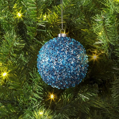 4" Christmas Chunkey Glitter Ball Ornament Light Blue - Wondershop™ 1 4" Christmas Chunkey Glitter Ball Ornament Light Blue - Wondershop™
