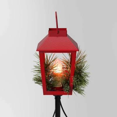3pc Incandescent Red Metal Lantern With Greenery Christmas Novelty Path Light Clear - Wondershop™: UL Listed, Festive Outdoor Decor 4 3pc Incandescent Red Metal Lantern With Greenery Christmas Novelty Path Light Clear - Wondershop™: UL Listed, Festive Outdoor Decor - Image 4
