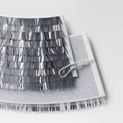 Christmas Mirrored Metallic Fringe Fabric Tree Collar Silver - Wondershop™ -Wondershop GUEST 221e6e7c 47e7 45ac 9f0c bc10b80fca3f