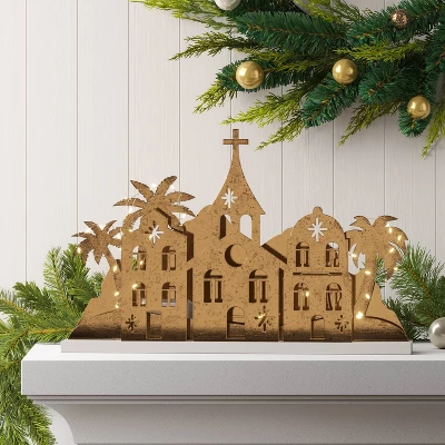 9.3" Christmas Lit Houses And Mountains Scene Decor - Wondershop™ 1 9.3" Christmas Lit Houses And Mountains Scene Decor - Wondershop™