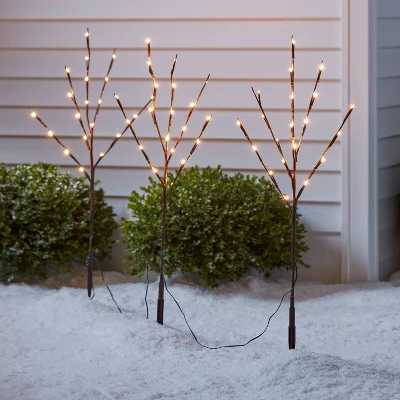 3ct LED Artificial Twig Christmas Stake Lights Warm White - Wondershop™: Birch Effect, 30" Height, Electric Powered Outdoor Pathway Decor 1 3ct LED Artificial Twig Christmas Stake Lights Warm White - Wondershop™: Birch Effect, 30" Height, Electric Powered Outdoor Pathway Decor