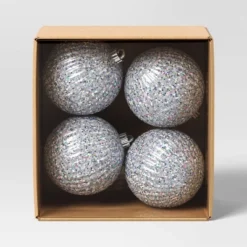 4ct 150mm Christmas Iridescent Glitter Ornament Set Sliver - Wondershop™ -Wondershop GUEST 25d7982e b010 4c96 9da5 96ef4b1da41d