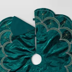 48" Christmas Dia Art Deco Embellished Soft Velvet Tree Skirt Green - Wondershop™ -Wondershop GUEST 25dbeb83 d77f 4e3d bfff 3f32eebb396f