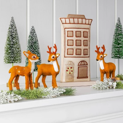 3ct Faux Fur Deer Set Decorative Christmas Figurines Brown - Wondershop™ 1 3ct Faux Fur Deer Set Decorative Christmas Figurines Brown - Wondershop™
