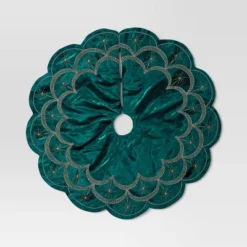 48" Christmas Dia Art Deco Embellished Soft Velvet Tree Skirt Green - Wondershop™ -Wondershop GUEST 29605436 719e 4524 8537 e5520d02b7ea