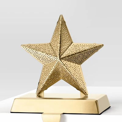 2pk Christmas Lit Metal Perforated Star Stocking Holder Gold - Wondershop™ 4 2pk Christmas Lit Metal Perforated Star Stocking Holder Gold - Wondershop™ - Image 4