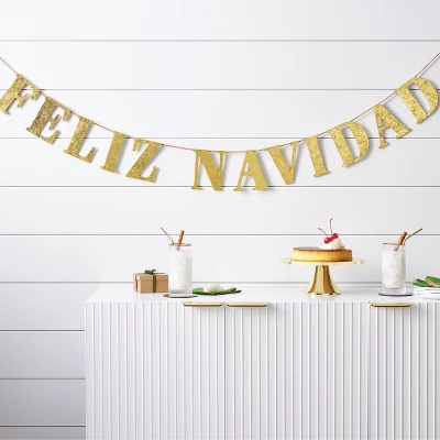 6' Wood 'Feliz Navidad' Christmas Word Garland Gold - Wondershop™: Horizontal Ready-to-Hang Decor 1 6' Wood 'Feliz Navidad' Christmas Word Garland Gold - Wondershop™: Horizontal Ready-to-Hang Decor