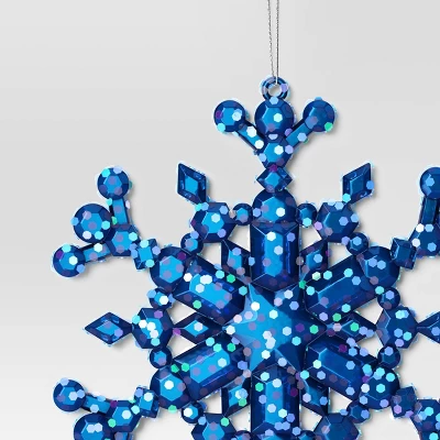 5" Christmas Blue Plastic Snowflake Ornament - Wondershop™ 2 5" Christmas Blue Plastic Snowflake Ornament - Wondershop™ - Image 2