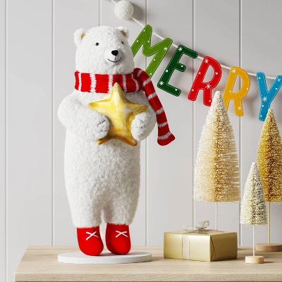 Christmas Plush Polar Bear With Star Decor - Wondershop™ 1 Christmas Plush Polar Bear With Star Decor - Wondershop™