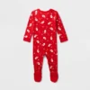 Baby Santa Print Ribbed Holiday Matching Family Footed Pajama - Wondershop™ Red
