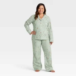 Women's Gingerbread Striped Flannel Long Sleeve Shirt And Pants Holiday Matching Family Pajama Set - Wondershop™ Cream -Wondershop GUEST 400dd5e1 819c 4ffe 96f7 2a2143ba3de6