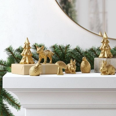 8pk Christmas Poly Figural Decor Set Birds/Bunny/Trees Gold - Wondershop™ 1 8pk Christmas Poly Figural Decor Set Birds/Bunny/Trees Gold - Wondershop™