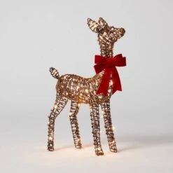 LED Faux Rattan Fawn With Red Bow Christmas Novelty Sculpture Light - Wondershop™ -Wondershop GUEST 452f3118 833b 449c 8777 afc91f3b2845