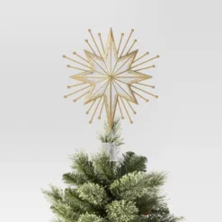 14.5" Lit-Led Gold Starburst Painted Gold Beads Warm White Lights Christmas Tree Topper - Wondershop™ -Wondershop GUEST 4b679217 2a49 4ee6 8f01 55885b03fc9b