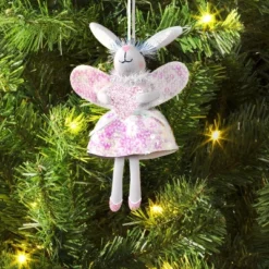 4.5" Christmas Pink Bunny With Wings Ornament - Wondershop™
