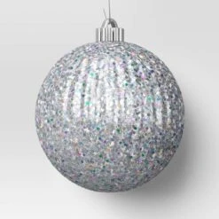 4ct 150mm Christmas Iridescent Glitter Ornament Set Sliver - Wondershop™ -Wondershop GUEST 51750a29 0c71 4d08 a808 4a30e9f8dc26