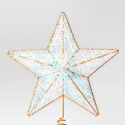 11" Unlit Gold Metal Iridescent Wrap 5 Point Star Double Sided Christmas Tree Topper - Wondershop™ 2 11" Unlit Gold Metal Iridescent Wrap 5 Point Star Double Sided Christmas Tree Topper - Wondershop™ - Image 2