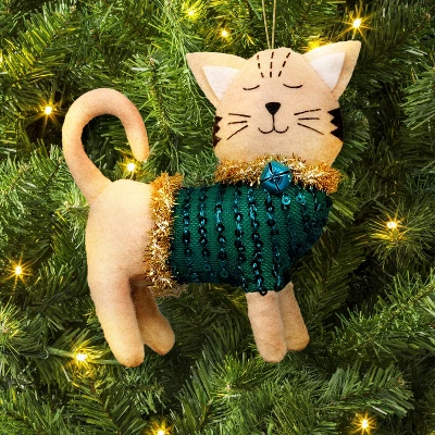 4" Christmas Cat Green Sweater Ornament - Wondershop™ 1 4" Christmas Cat Green Sweater Ornament - Wondershop™