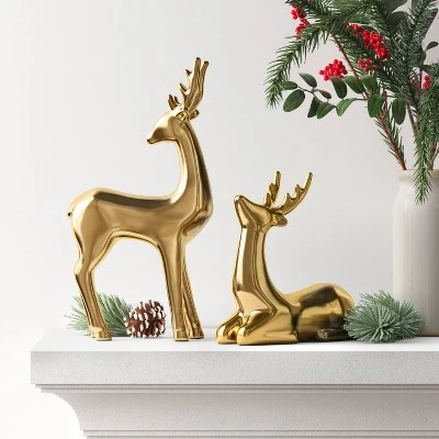 14.75" Plated Ceramic Standing Reindeer Animal Sculpture - Wondershop™ Gold 1 14.75" Plated Ceramic Standing Reindeer Animal Sculpture - Wondershop™ Gold