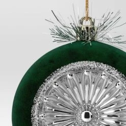 Christmas Flocking Ornament With Reflector Dark Green - Wondershop™ -Wondershop GUEST 5ebcae58 31ed 45f9 9f9b 415a353f49ac