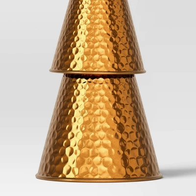14.25" Hammered Metal Cone Christmas Tree Sculpture - Wondershop™ Gold 3 14.25" Hammered Metal Cone Christmas Tree Sculpture - Wondershop™ Gold - Image 3