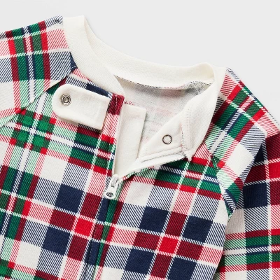 Baby Plaid Ribbed Holiday Matching Family Footed Pajamas - Wondershop™ Cream 2 Baby Plaid Ribbed Holiday Matching Family Footed Pajamas - Wondershop™ Cream - Image 2