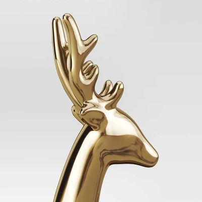 14.75" Plated Ceramic Standing Reindeer Animal Sculpture - Wondershop™ Gold 2 14.75" Plated Ceramic Standing Reindeer Animal Sculpture - Wondershop™ Gold - Image 2