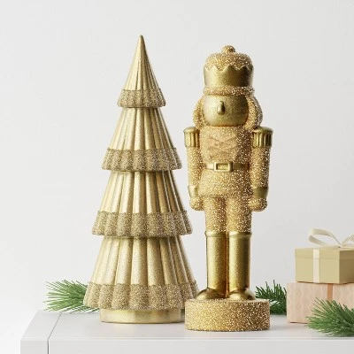 12" Christmas Gold Tree Foil And Glittered Trim - Wondershop™ 1 12" Christmas Gold Tree Foil And Glittered Trim - Wondershop™