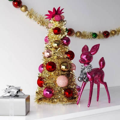12.5" Christmas Tinsel Tree Gold - Wondershop™ 1 12.5" Christmas Tinsel Tree Gold - Wondershop™
