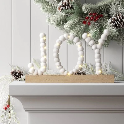 7.75" Battery Operated LED Lit 'JOY' Pom Pom Tabletop Decorative Sign - Wondershop™ 1 7.75" Battery Operated LED Lit 'JOY' Pom Pom Tabletop Decorative Sign - Wondershop™