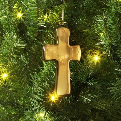 Christmas Ceramic Gold Cross Ornament - Wondershop™ 1 Christmas Ceramic Gold Cross Ornament - Wondershop™