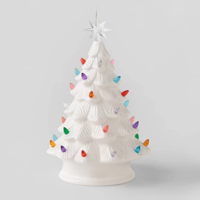 14.5" Battery Operated Lit Ceramic Christmas Tree White - Wondershop™ 1 14.5" Battery Operated Lit Ceramic Christmas Tree White - Wondershop™