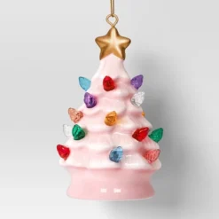 4" Christmas Lit Ceramic Retro Christmas Tree Ornament Pink - Wondershop™ -Wondershop GUEST 80151cf8 2871 4f1c aa4b 7df4754ab6d1