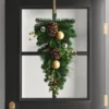 28" Decorated Pine Hanging Christmas Artificial Swag Green/Champagne Gold - Wondershop™
