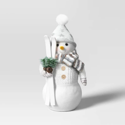 19.25" Fabric Snowman Figurine With Skis - Wondershop™ White 3 19.25" Fabric Snowman Figurine With Skis - Wondershop™ White - Image 3