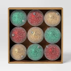 9ct 100mm Christmas Ornament Set Iced Green/Champagne/Red - Wondershop™ -Wondershop GUEST 8b6c139b 96a5 4500 a2c6 0d5d9c787093