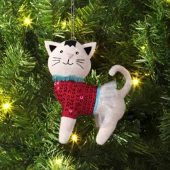 4" Christmas Sweater Cat Ornament - Wondershop™