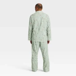 Men's Gingerbread Striped Flannel Long Sleeve Shirt And Pants Holiday Matching Family Pajama Set - Wondershop™ Cream