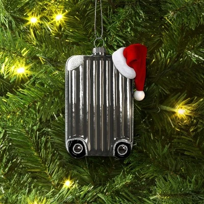 Glass Suitcase Christmas Tree Ornament Silver - Wondershop™ 1 Glass Suitcase Christmas Tree Ornament Silver - Wondershop™