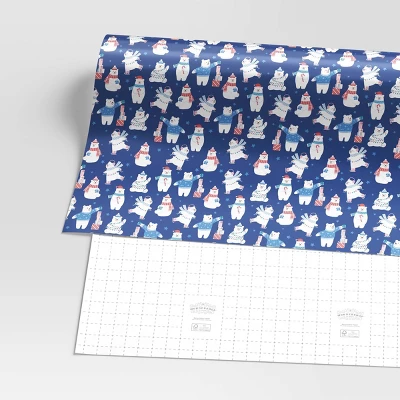 30" 50 Sq Ft Christmas Roll Wrap Polar Bears On Blue - Wondershop™ 2 30" 50 Sq Ft Christmas Roll Wrap Polar Bears On Blue - Wondershop™ - Image 2